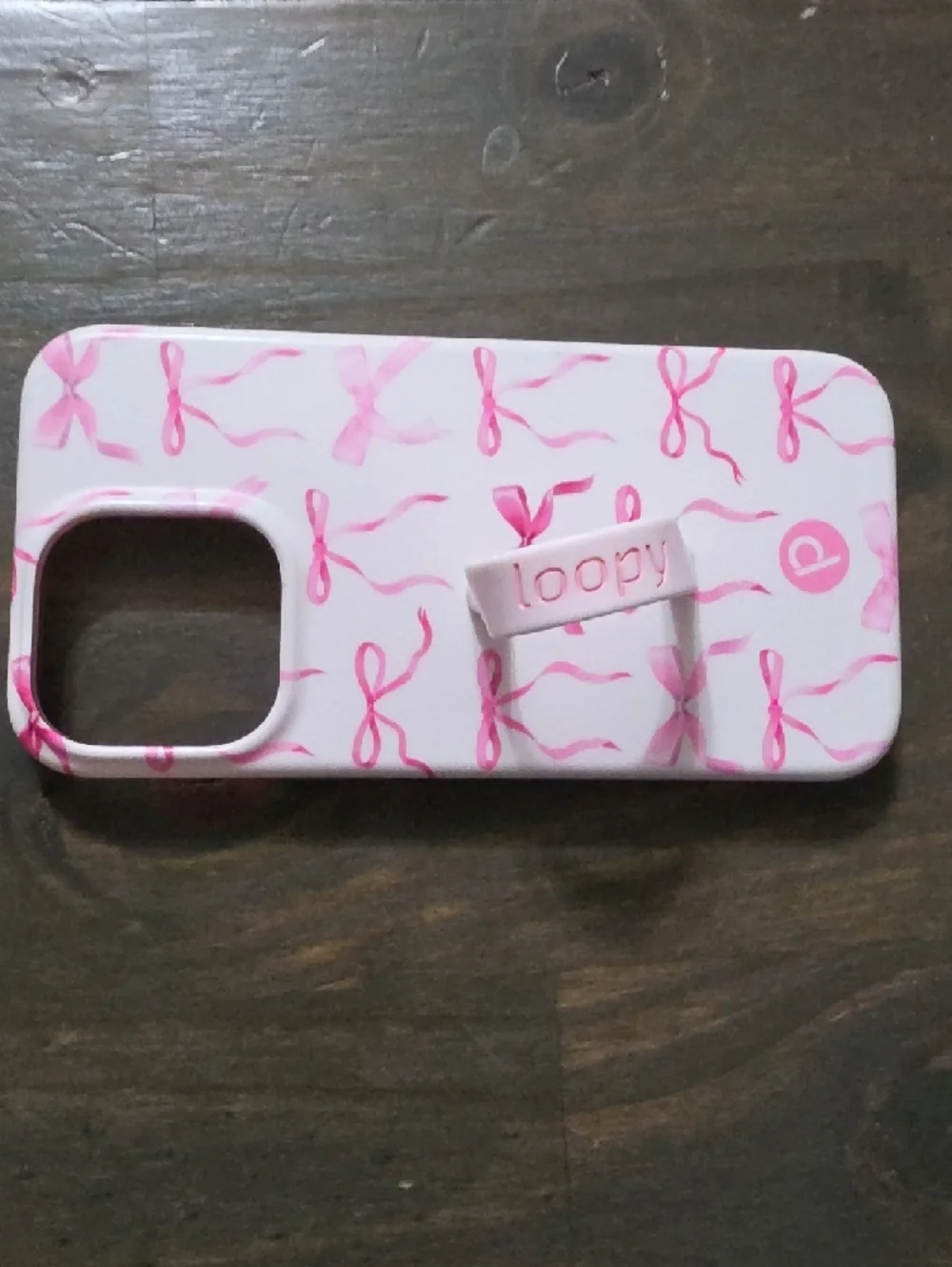 Pink Bow Pattern iPhone 13 Pro Case with Loopy Ring